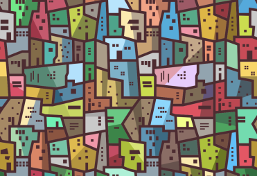 Muster aus verschiedenfärbigen stilisierten Häusern