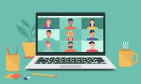 Laptop that shows an online meeting